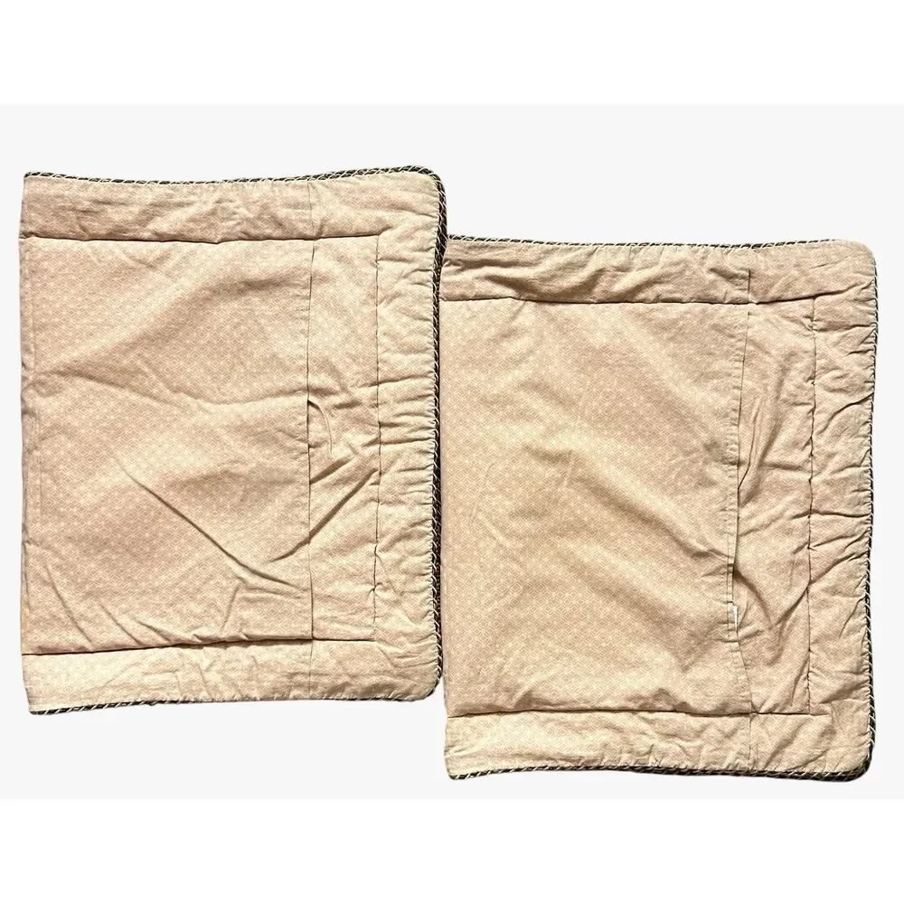 Croscill King Pillow Shams Green Gold Cinnamon Damask Rope Border Carrington
